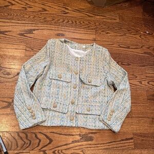 Tweed Blue/Green Buttoned Jacket, S, NWOT